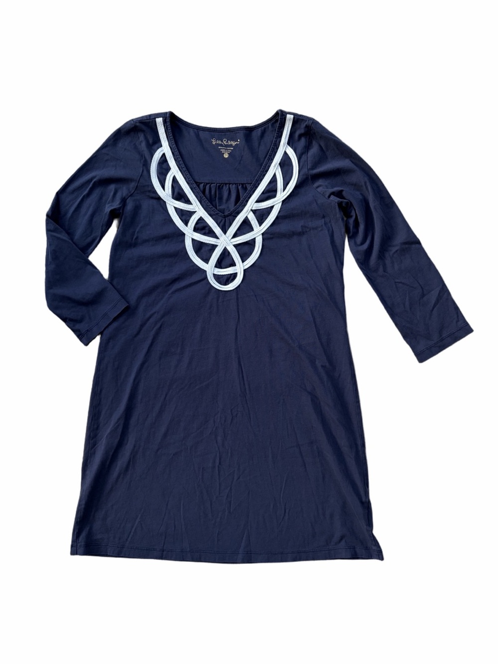 Lilly Pulitzer Women’s Size Medium V-Neck Embroidered Blaire Dress in True Navy